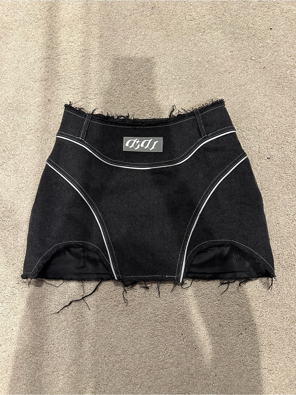Didu Black Denim Mini Skirt with Contrast Stitching - Picture 1 of 3